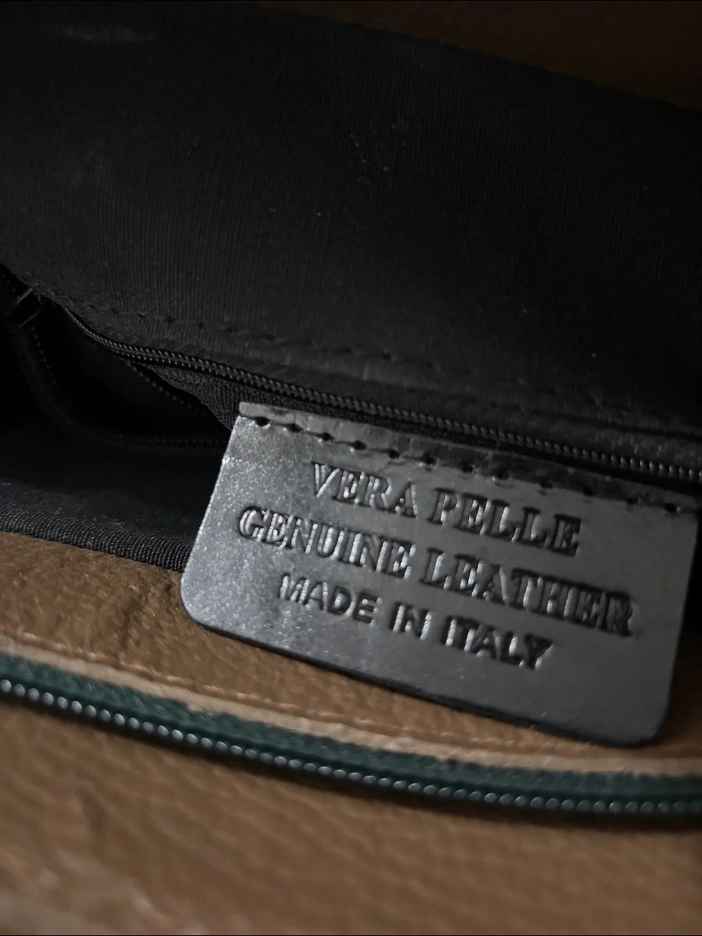 Vera Pelle Leather Satchel with Lock - Brown‎ & Green purse